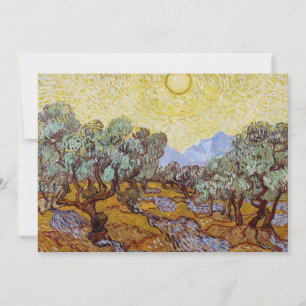 Carte De Remerciements Vincent van Gogh - Oliviers, Ciel Jaune et Soleil