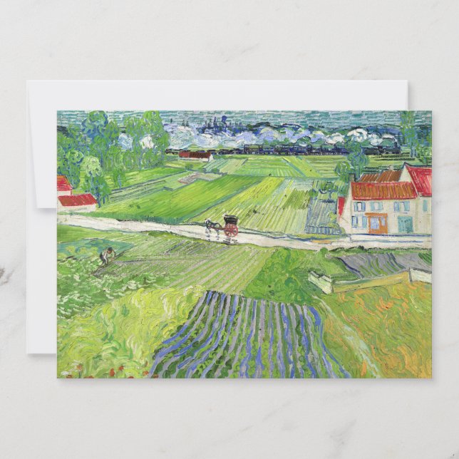 Carte De Remerciements Vincent van Gogh - Paysage avec Carrosse & Train (Devant)