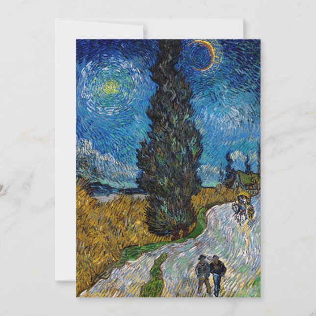 Carte De Remerciements Vincent van Gogh - Route avec Cypress et Star (Devant)