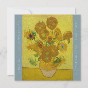 Carte De Remerciements VINCENT VAN GOGH SUNFLOWERS cornflower bleu