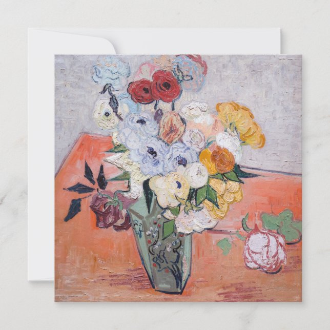 Carte De Remerciements Vincent van Gogh - Vase avec Roses et anémones (Devant)