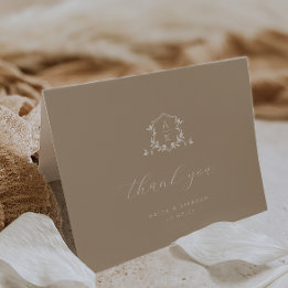 Carte De Remerciements Vins intemporels Monogram Crest Photo Mariage