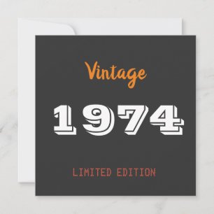 Carte De Remerciements Vintage 1974 édition limitée 50e cadeau d'annivers