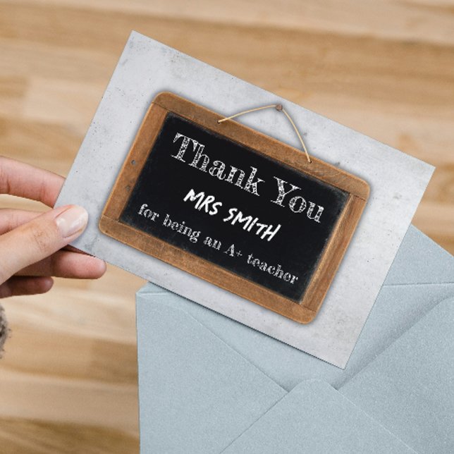 Carte De Remerciements Vintage A+ enseignant Unique Chalk Board School (Créateur téléchargé)