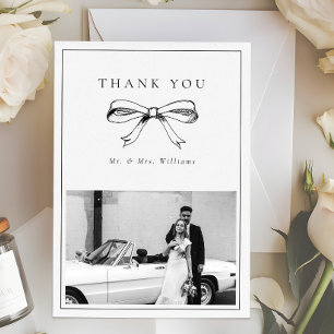 Carte De Remerciements Vintage Black Bow M. & Mme Mariage plié photo