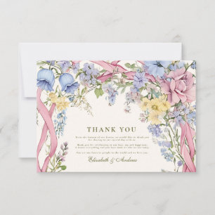 Carte De Remerciements Vintage cadre fleuri mariage