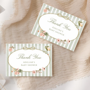 Carte de remerciements vintage de Baby shower Flor