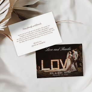 Carte De Remerciements Vintage Ecru Mariage Photo Love & Thanks