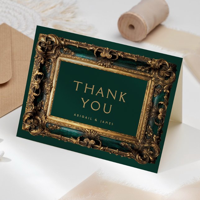 Carte De Remerciements Vintage Emerald Green Gold Mariage (Créateur téléchargé)