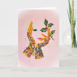 Carte De Remerciements Vintage Femme branchée Holly 'Tis the Season