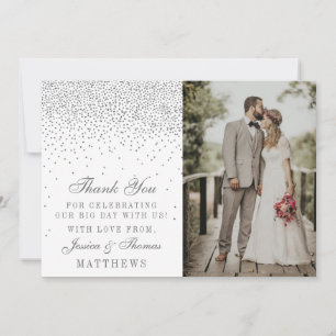 Carte De Remerciements Vintage Glam Silver Confetti Mariage Photo