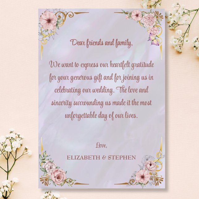 Carte de remerciements vintage Lavender Peony (Créateur téléchargé)