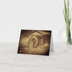 Carte De Remerciements Vintage Look Sepia Water Wheel Canard Pond Note Ca