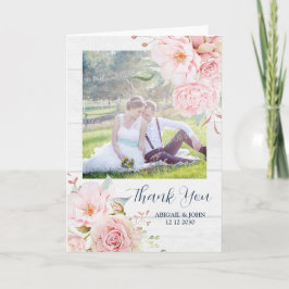 Carte De Remerciements vintage Pink Floral Spring Wedding Thank You Photo