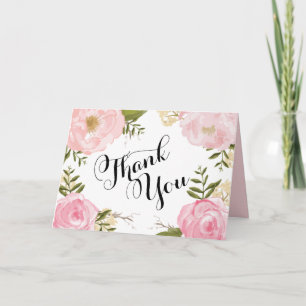 Carte De Remerciements Vintage Pink Floral Wedding Thank You