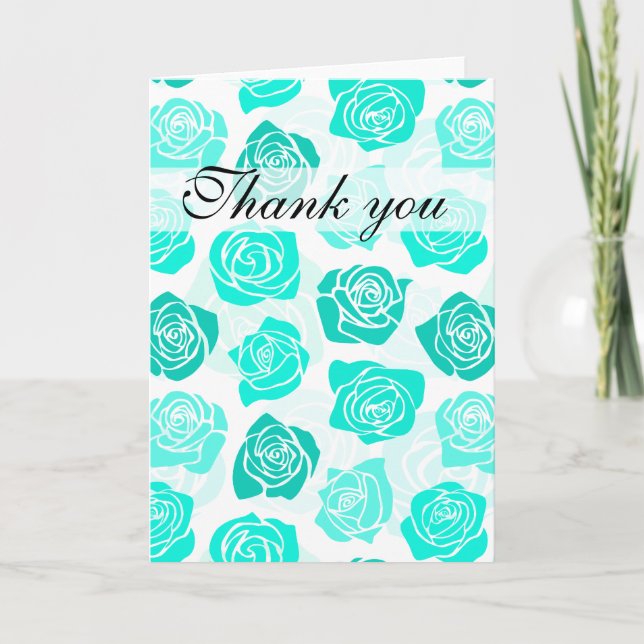 Carte De Remerciements Vintage rose turquoise (Devant)
