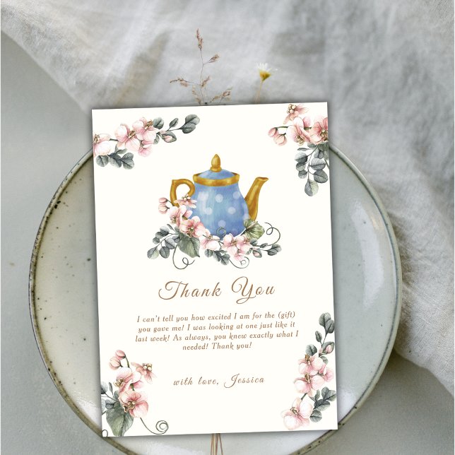 Carte De Remerciements Vintage Rustic Fleur sauvage Baby shower de thé po (Vintage Rustic Girl Wildflower Tea Baby Shower Thank You Card)