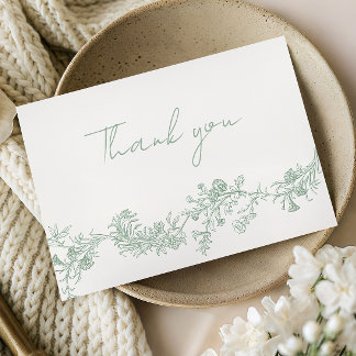 Carte De Remerciements Vintage Sage Floral Wedding Thank You Card