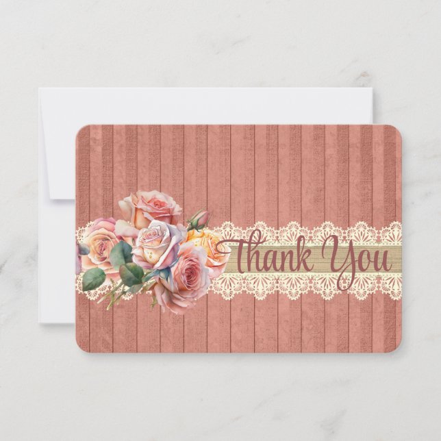 Carte De Remerciements Vintage Shabby Chic Personnalisé  (Devant)