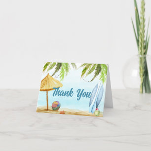 Carte De Remerciements Vintage Summer Beach Ocean Surboard Baby shower