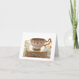 Carte De Remerciements Vintage Tea Cup Blank Card Thanks/Get Well/Hello