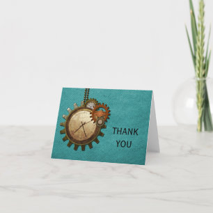 Carte de remerciements vintage, Turquoise