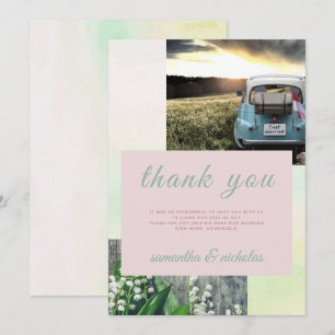 Carte De Remerciements Vintage Voiture Typographie Floral Mariage unique