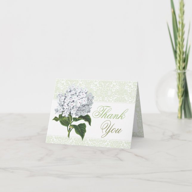 Carte de remerciements vintage White Hydrangea (Devant)