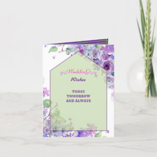Carte De Remerciements Violet Floral Mariage Salutations de souhaits de f