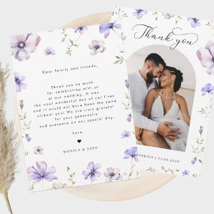 Carte De Remerciements Violet Lavande Violet Floral & Arch Mariage photo