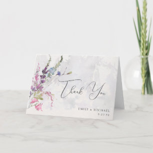 Carte De Remerciements Violet rose Fleur sauvage vif Jaune