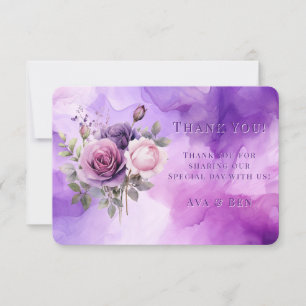 Carte De Remerciements Violet Rose Rose Alcool Garden Mariage