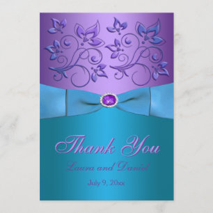 Carte de remerciements violet, turquoise - Style I