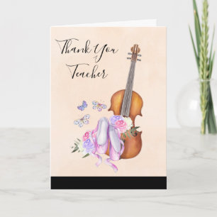 Carte De Remerciements Violin and Ballet Shoes Teacher Appreciation