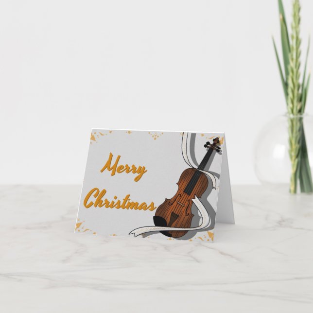 Carte De Remerciements Violon de Noël (Devant)