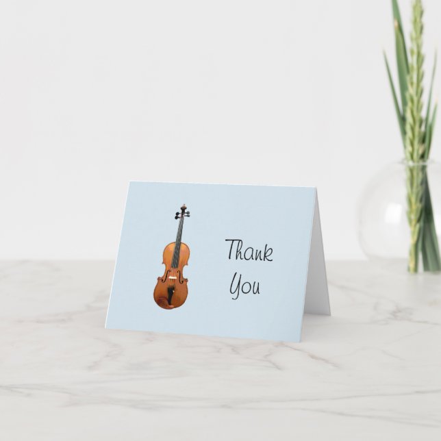 Carte De Remerciements Violon musical bleu mou (Devant)