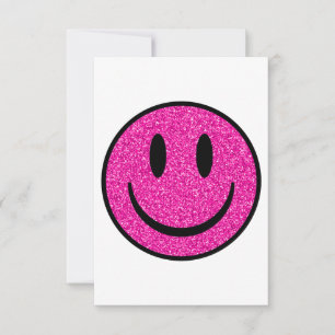 Carte De Remerciements Visage de sourire rose Parties scintillant