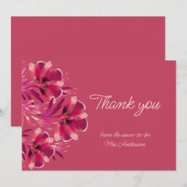 Carte De Remerciements Viva Magenta Floral