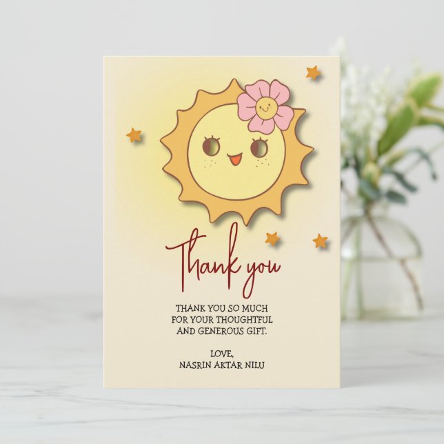 Carte de remerciements vive et gaie (Debout devant)