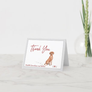 Carte De Remerciements  Vizsla Chien Personnalisé & Bone Rouge Ruban   