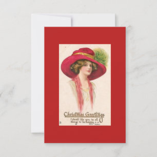 Carte De Remerciements Vœux de Noël Dame Vintage