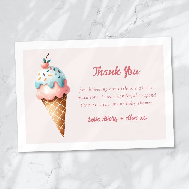 Carte De Remerciements Voici le Baby shower de crème glacée Scoop (Créateur téléchargé)