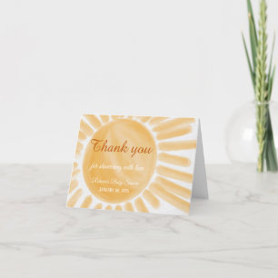 Carte De Remerciements Voici le Baby shower Son Ray Jaune Sunshine