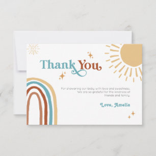 Carte De Remerciements Voici le Baby shower Son Retro Boho Boy