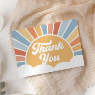 Carte De Remerciements Voici le Baby shower Son Retro Sunshine Boy