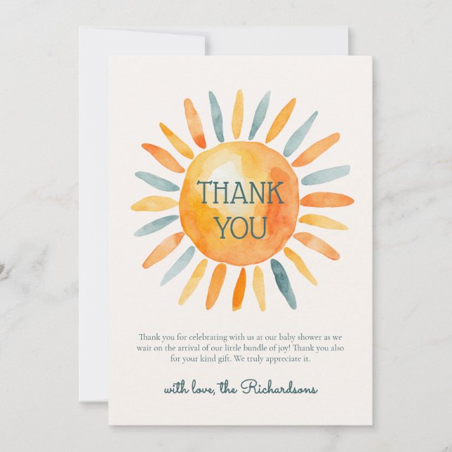 Carte De Remerciements Voici le Fils Baby Boy Shower (Devant)