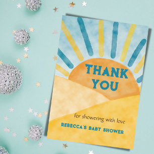 Carte De Remerciements Voici Son Blue Rays Sunshine Baby shower