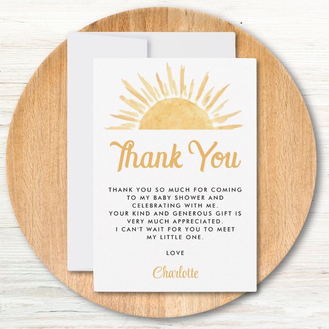 Carte De Remerciements Voici venir le fils Baby Shower Remerciements (Créateur téléchargé)