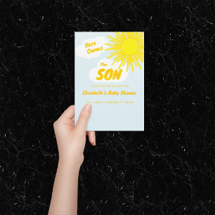 Carte De Remerciements Voici venir le fils Garçon Baby Shower