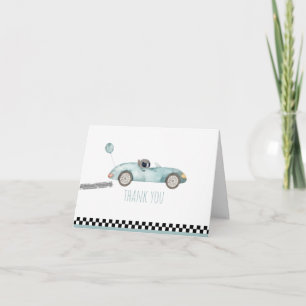 Carte De Remerciements Voiture Blue Race Anniversaire